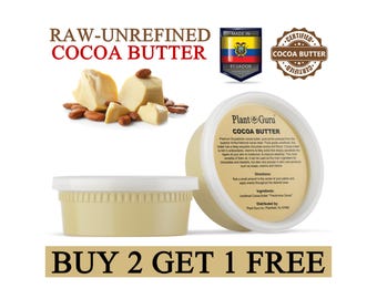 Raw Cocoa Butter 8 oz. 100% Pure Natural Unrefined Cold Pressed Cacao FOOD GRADE Cooking Baking Skin, Body, Hair, Lotion, Soap Making