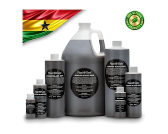 Raw African Black Soap Liquid 100% Pure Natural Organic Unrefined From Ghana - 1 oz. to Gallon Bulk