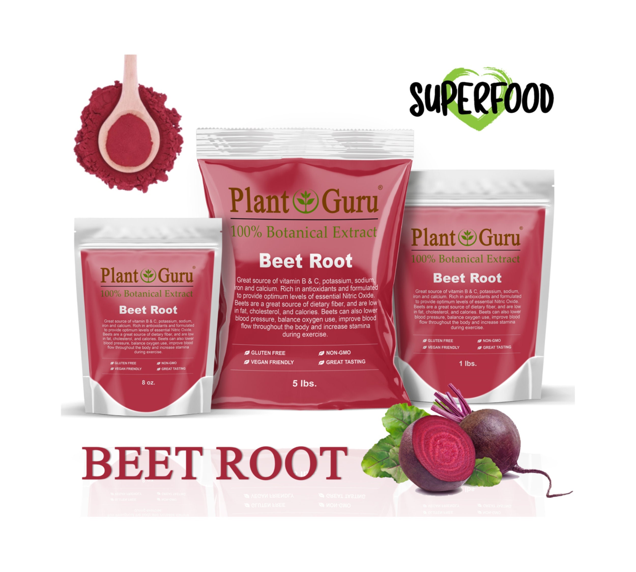 Organic Beet Root Powder - Superfood Supplement, Beet Root Supplements - Vegan & Gluten Free, 3.5g per Serving, 500g (1.1 lbs) (Pack of 1