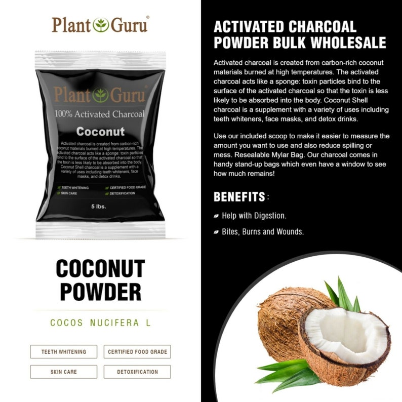 Activated Charcoal Powder COCONUT SHELL 1.75 Lbs. / 28 Oz. JAR Etsy