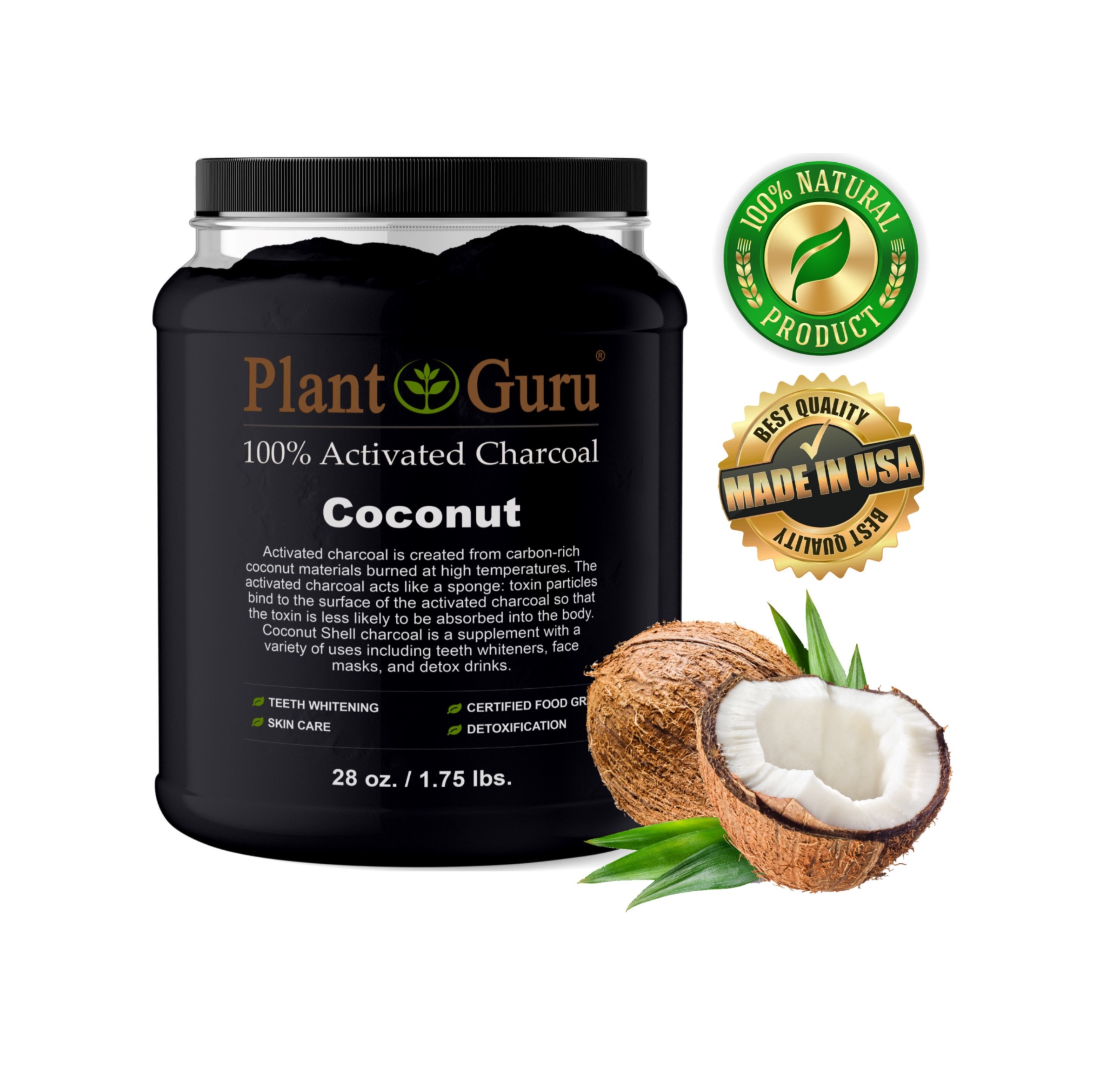Activated Charcoal Powder COCONUT SHELL 1.75 Lbs. / 28 Oz. JAR Etsy