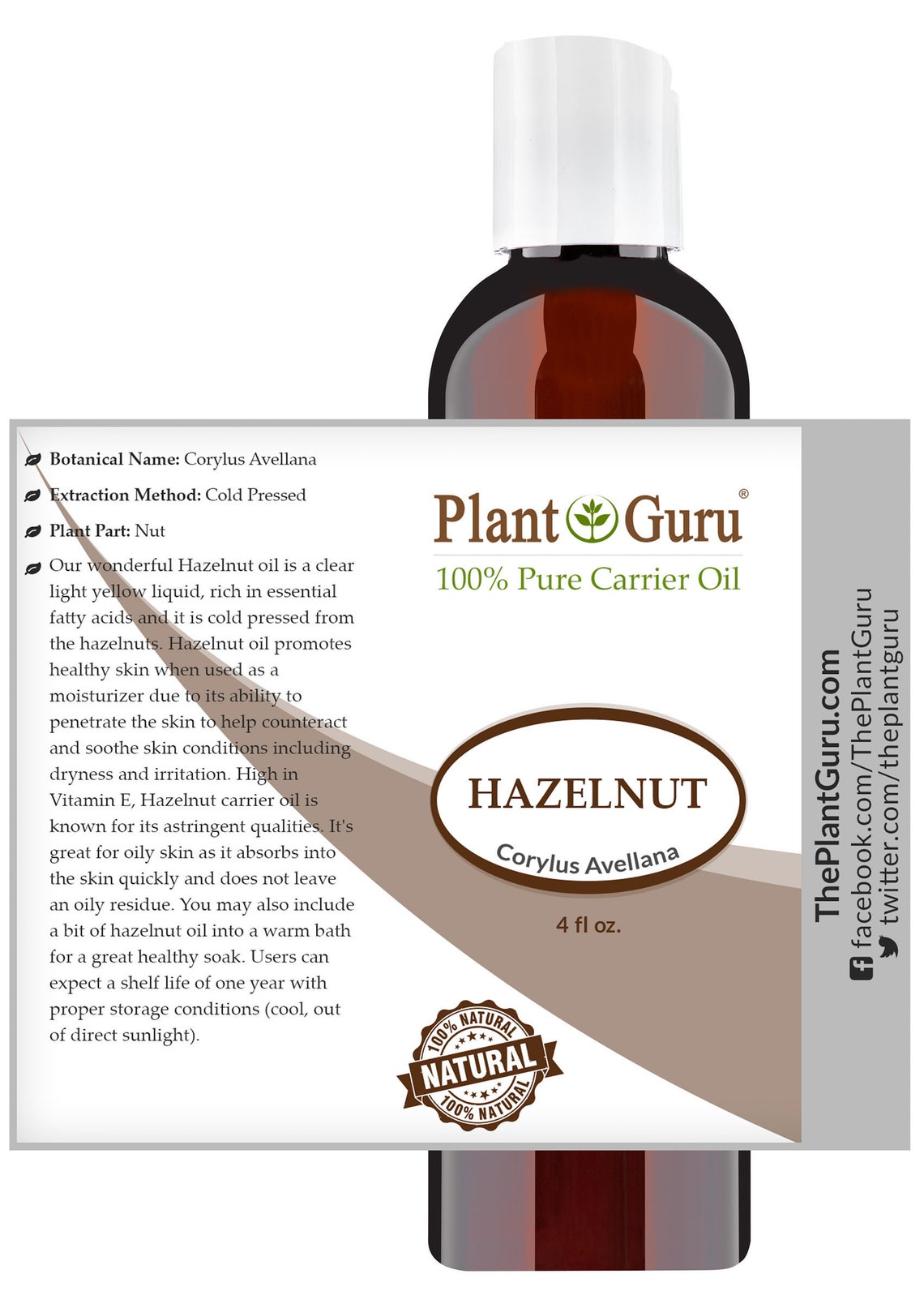 Hazelnut Oil Cold Pressed 100 Pure Natural Carrier Skin Etsy
