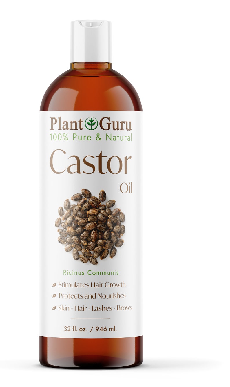 Castor Oil Expeller Pressed 100% Pure For Eyelashes, Eyebrows, Hair Growth, Bulk 32 oz.