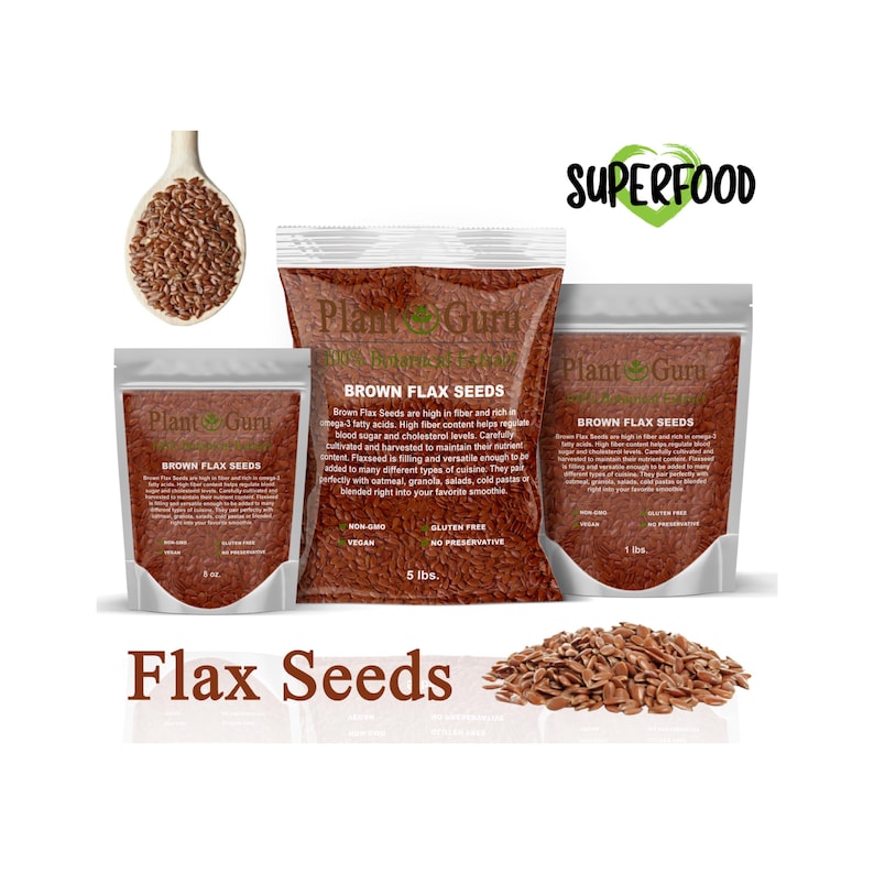 Flax Seeds Whole Brown Grain Flaxseed NON GMO Linseed 1 oz to 10 lbs. Bulk image 1