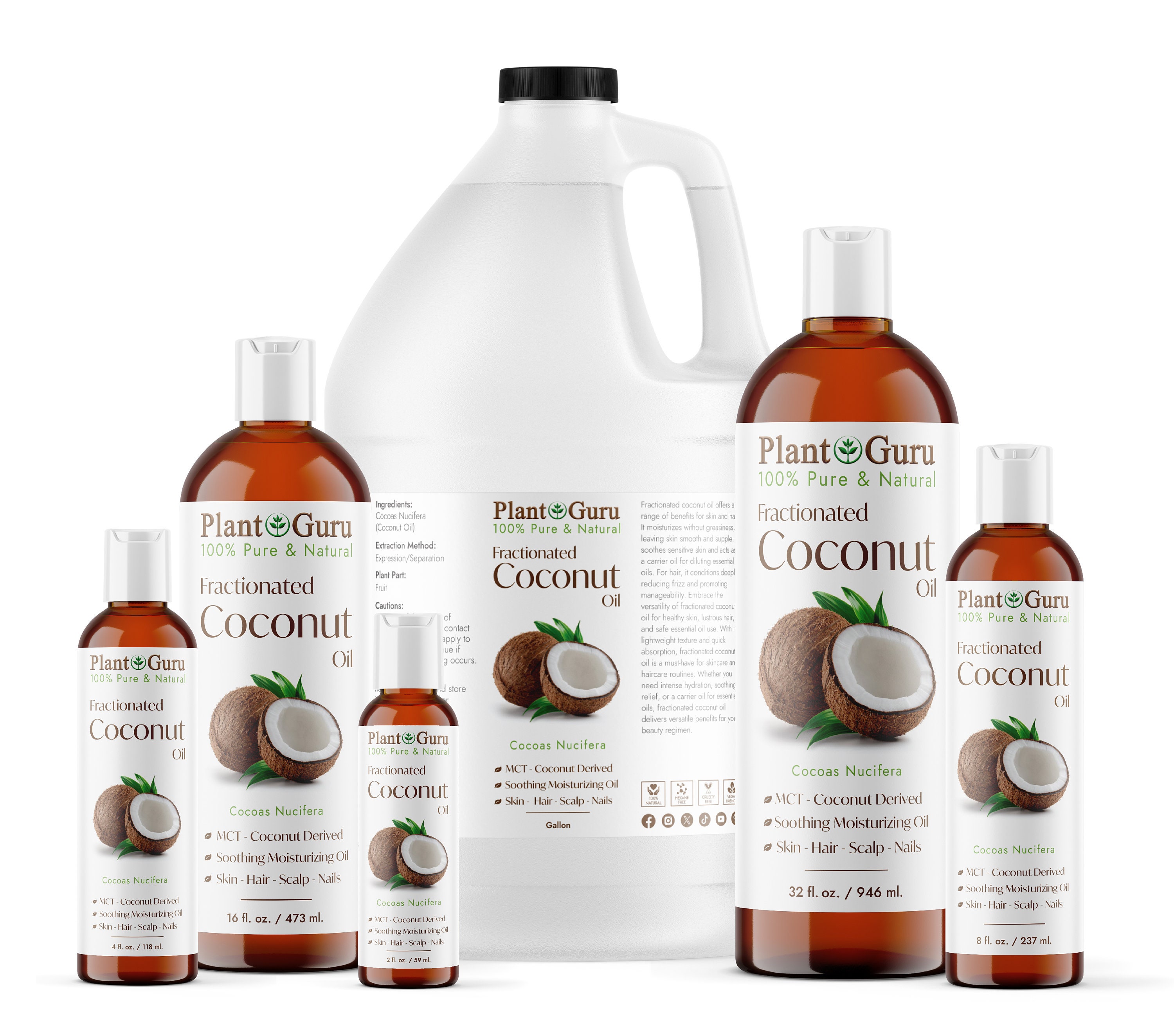 Natures Oil 1 Fractionated Coconut Oil (MCT Oil) Oil Gallon for  Aromatherapy, Massage, Diluting Essential Oils, Hair & Skin Care  Moisturizer 