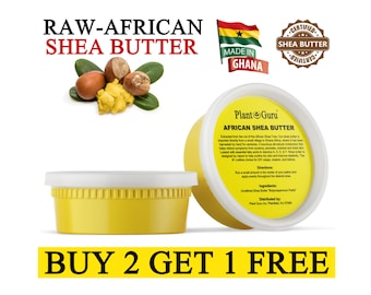 Raw African Shea Butter 8 oz. YELLOW 100% Pure Natural Unrefined Organic Great For Skin, Body, Face, Hair Growth - Buy 2 Get 1 Free