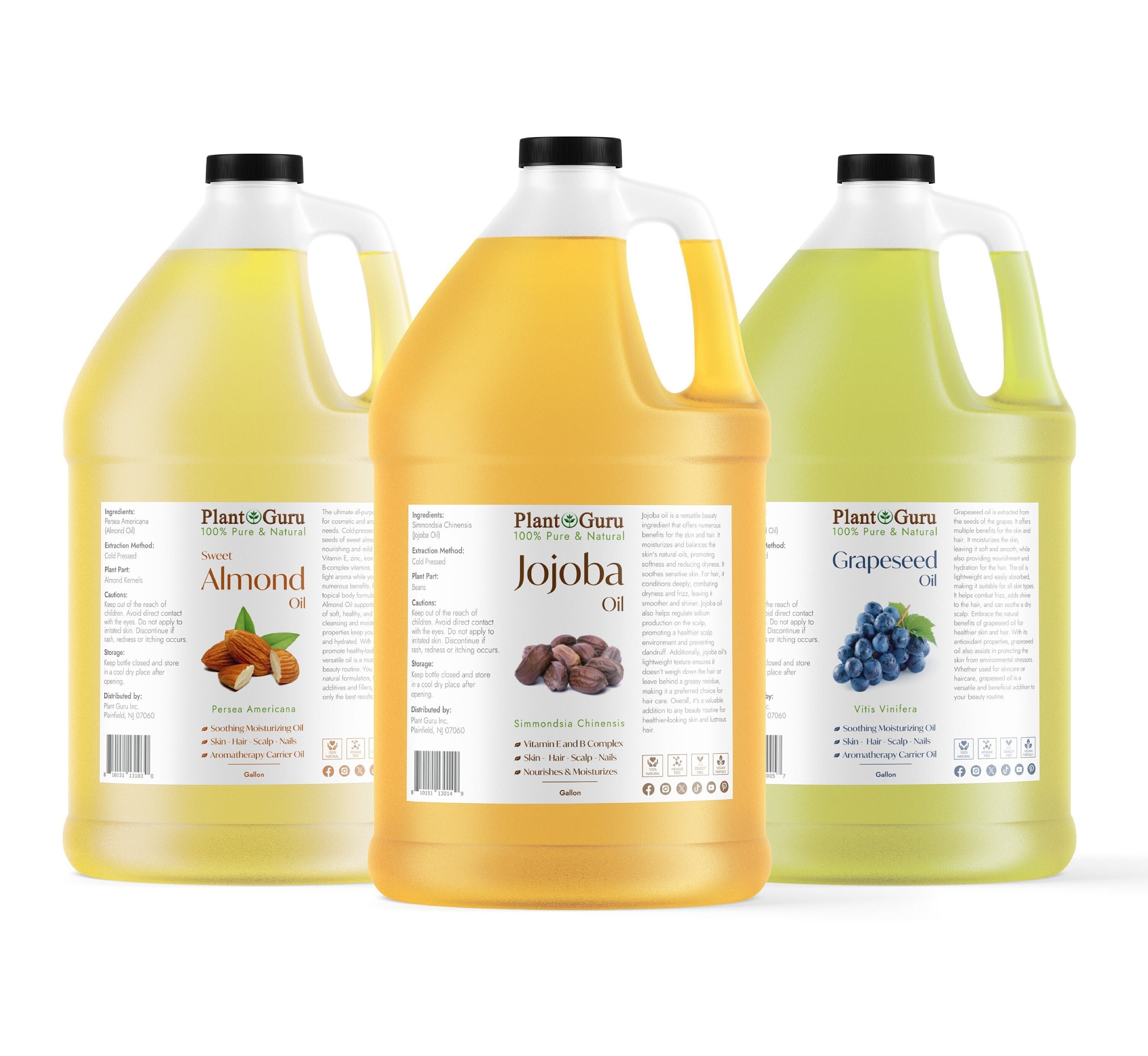 Carrier Oils Gallon Bulk Wholesale 100% Pure Natural Cold Pressed Plant Oil For Skin, Hair, Massage and Soap Making