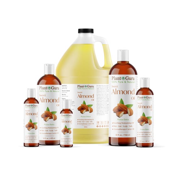 Sweet Almond Oil 100% Pure Natural Carrier For Skin, Face, Hair Growth & Massage