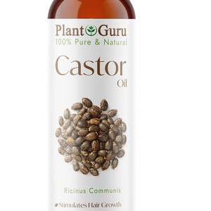 Castor Oil Expeller Pressed 100% Pure For Eyelashes, Eyebrows, Hair Growth, Bulk 8 oz.