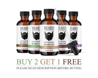 2 oz. Beard Oil 100% Natural Men's Hair Growth Serum Mustache And Facial Grooming. Scented with Pure Essential Oils.