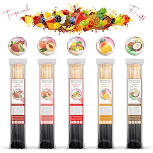 TROPICAL FRUIT Incense Sticks 11&quot; Variety Pack 500 Bulk Wholesale Set Hand Dipped.