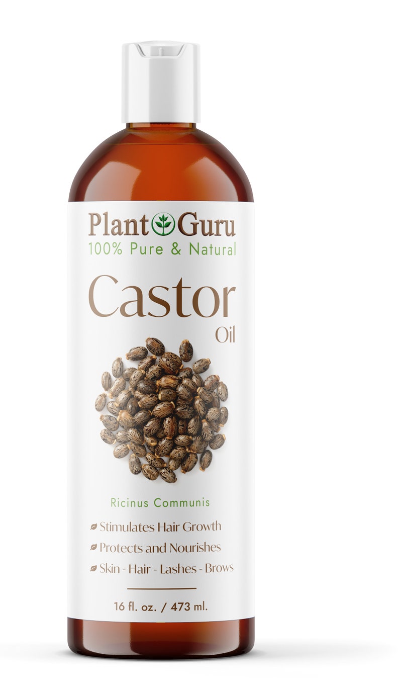 Castor Oil Expeller Pressed 100% Pure For Eyelashes, Eyebrows, Hair Growth, Bulk 16 oz.
