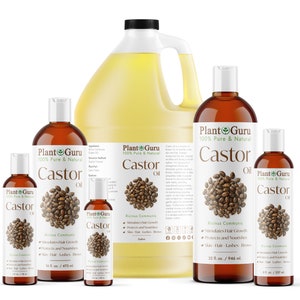 Castor Oil Expeller Pressed 100% Pure For Eyelashes, Eyebrows, Hair Growth, Bulk image 1