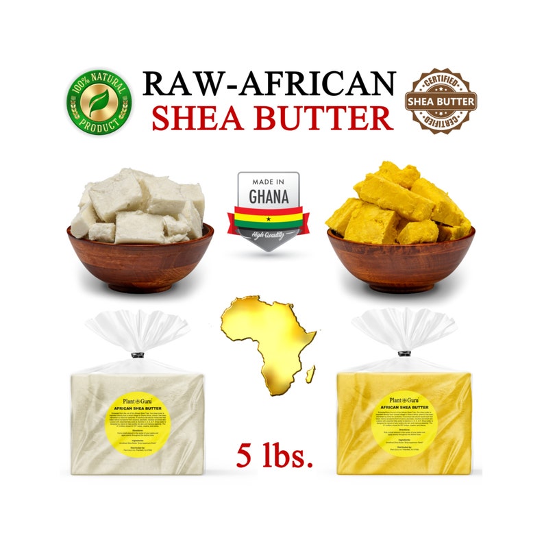 Raw African Shea Butter 5 lbs. Bulk 100% Pure Natural Organic Unrefined Imported From Ghana Skin, Body, Hair Growth Moisturizer image 1