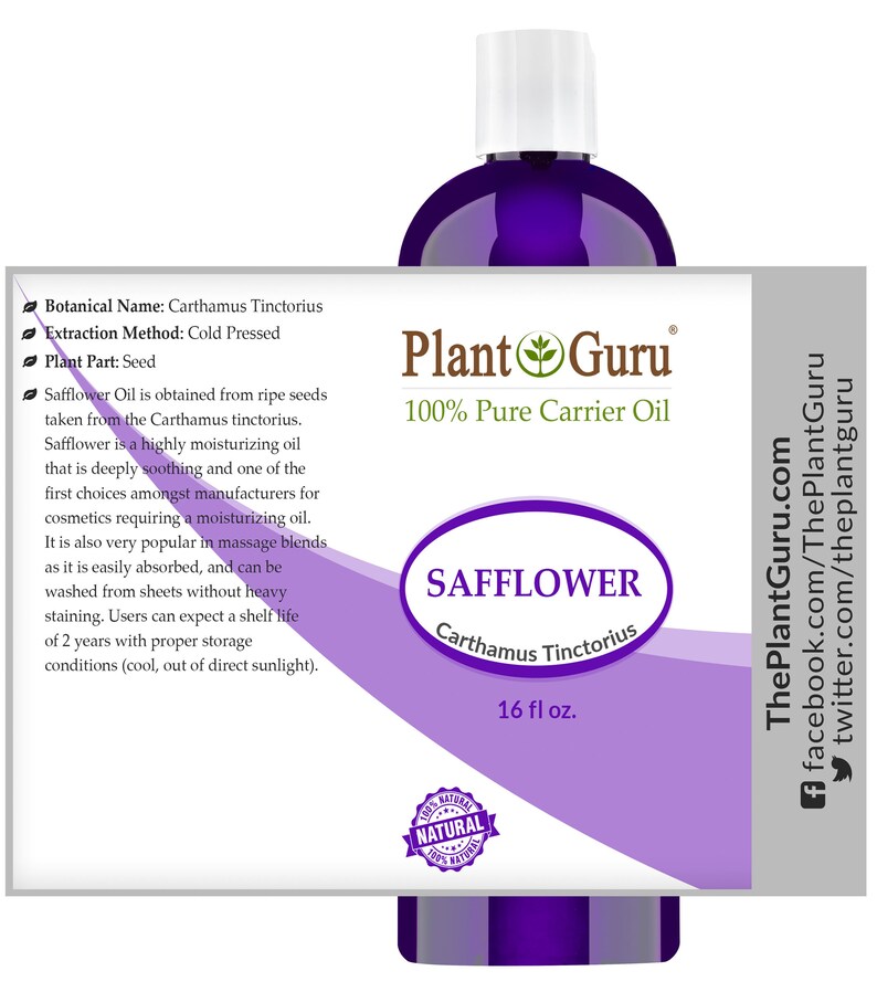 Safflower Oil 100 Pure Natural Carrier Skin Body and Hair Etsy