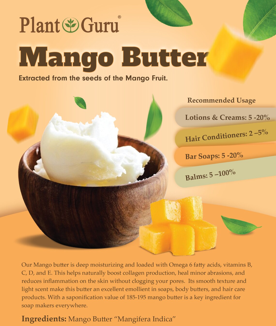 Mango Butter Raw 32 Oz. 100 Pure Natural Cold Pressed. Skin Etsy