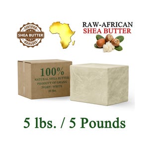 Raw African Shea Butter 5 lbs. Bulk IVORY 100% Pure Natural Unrefined Organic From Ghana Great For Skin, Body, Face, Hair