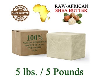 Manteca de karité africana cruda, 2,27 kg (5 libras). A granel. MARFIL 100% pura, natural, sin refinar y orgánica, procedente de Ghana. Ideal para la piel, el cuerpo, el rostro y el cabello.