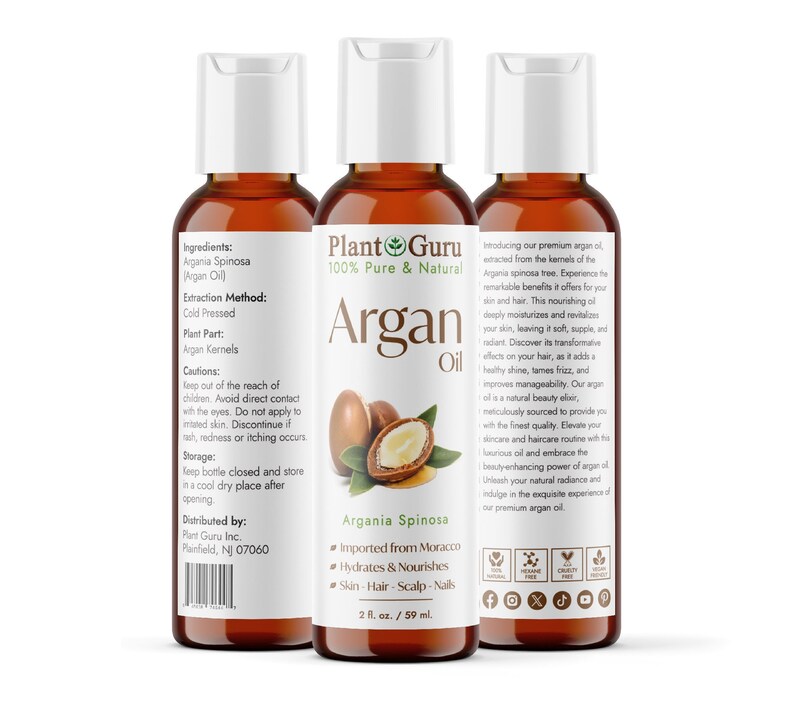 Argan Oil Morocco 100% Pure Natural Cold Pressed Unrefined Virgin For Hair, Skin image 3