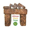 Raw African Black Soap Bar 100% Pure Natural Organic Unrefined From Ghana. For Skin and Face. Bulk Wholesale ALL SIZES