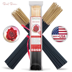 RED ROSE Incense Sticks 11&quot; Handmade Hand Dipped Bulk Wholesale