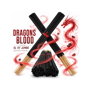 DRAGONS BLOOD Incense Sticks 19" Jumbo Extra Large Bulk Handmade Hand Dipped