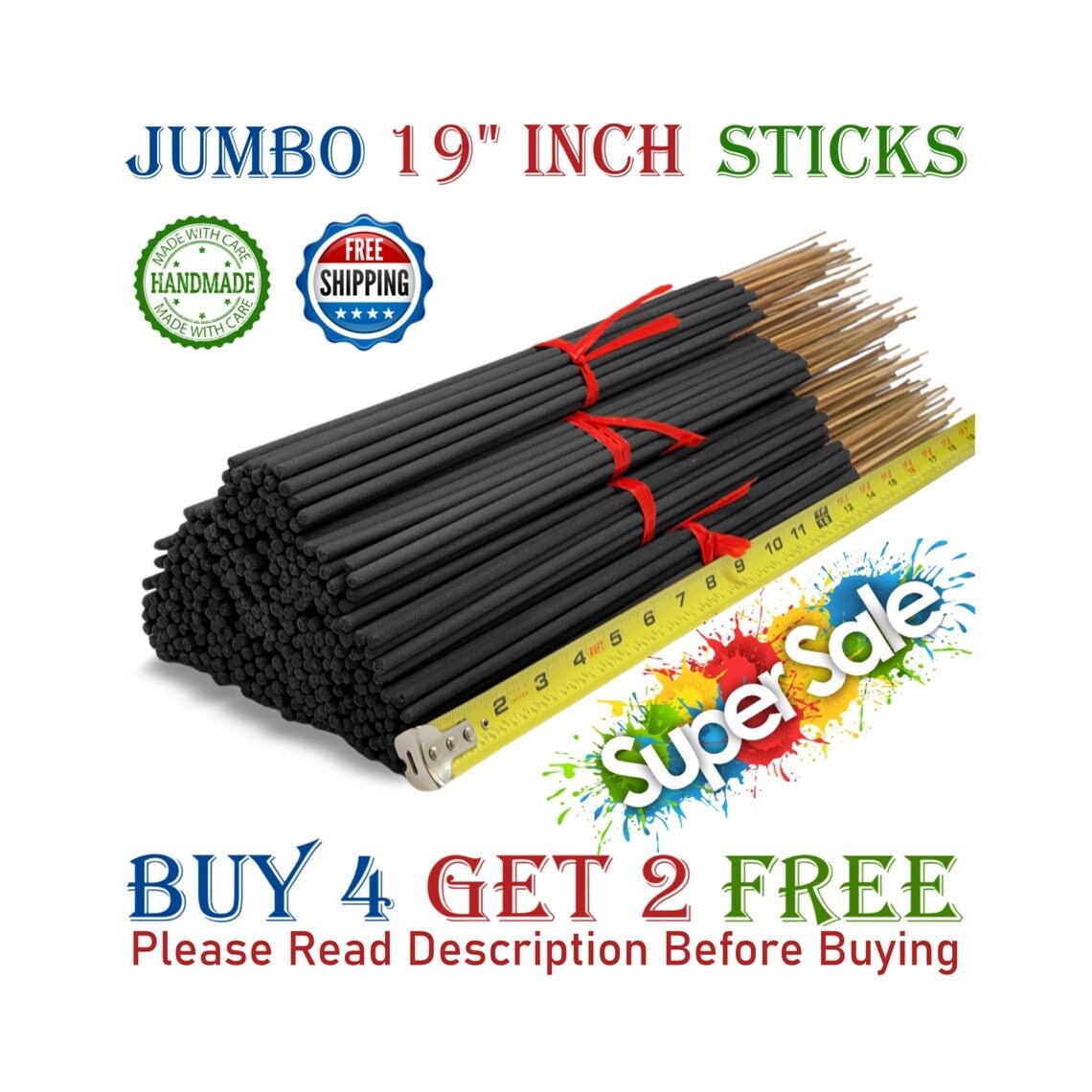30 Jumbo Incense Sticks 19 BUY 4 GET 2 FREE Long Etsy