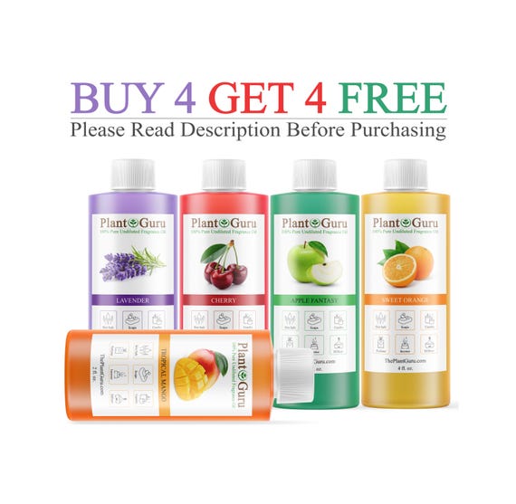 Fragrance Oil 4 oz. Scented Oils For Body Butter, Candle Making, Soap Making, Perfume and Diffuser. Bulk Wholesale - BUY 4 Get 4 FREE
