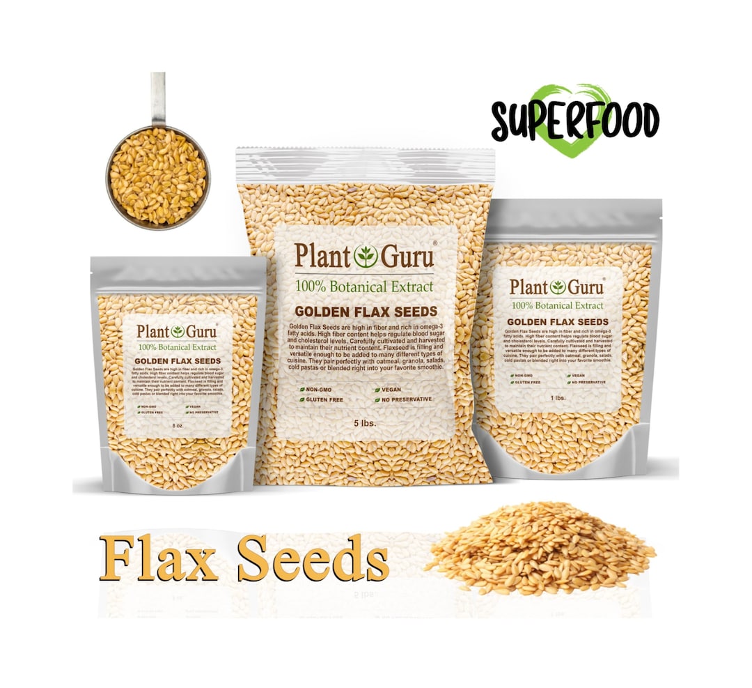 Golden Flax Seeds Whole Grain Flaxseed NON GMO Linseed 1 Oz to 20 Lbs