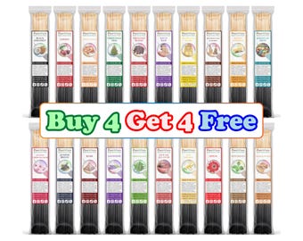 100 Incense Sticks 11" - BUY 4 GET 4 FREE - Bulk Wholesale Handmade Hand Dipped Variety Mix & Match