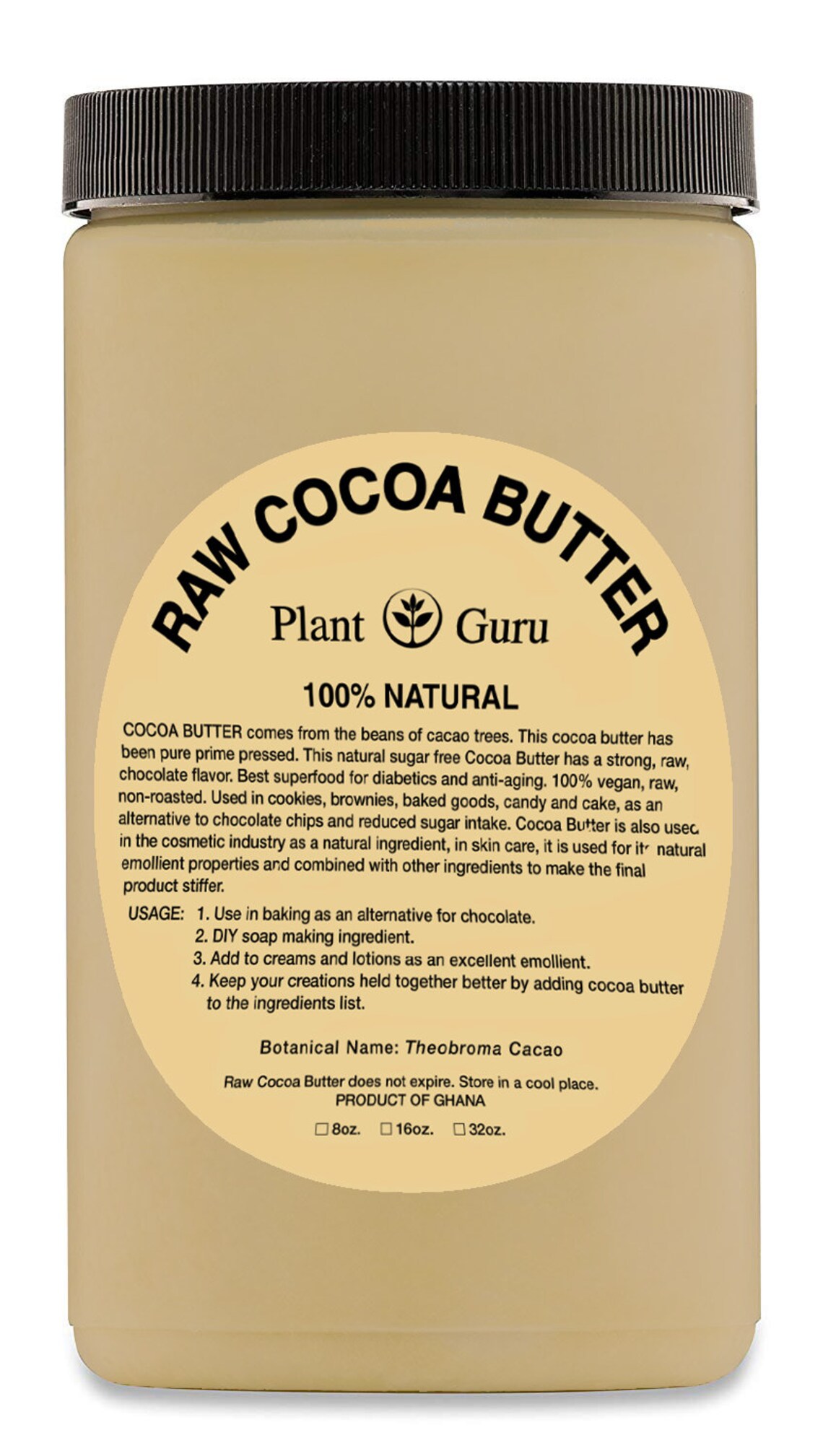 Raw Cocoa Butter 32 oz. 100 Pure Natural Unrefined Cold Etsy