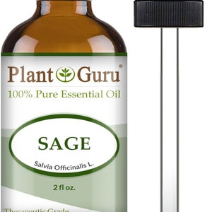 Sage Essential Oil 100% Pure Natural Therapeutic Grade, Salvia Officinalis, Bulk Wholesale Available For Skin, Soap, Candle and Diffuser 2 oz. Bulk