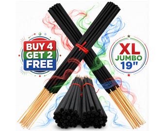 15 Jumbo Incense Sticks 19" - BUY 4 GET 2 FREE - Long Large Bulk Premium Handmade Hand Dipped in Exotic Fragrance Oils - Huge Variety