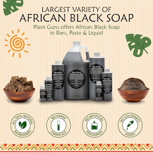 Raw African Black Soap Liquid 100% Pure Natural Organic Unrefined From Ghana 1 oz. to Gallon Bulk image 6