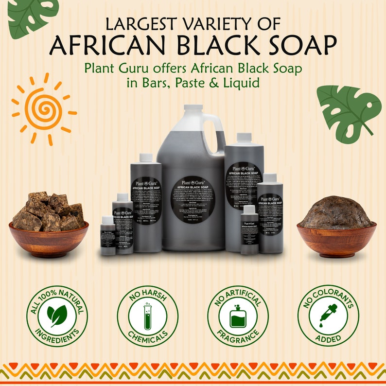 Raw African Black Soap Liquid 100% Pure Natural Organic Unrefined From Ghana 1 oz. to Gallon Bulk image 6