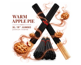 Varitas de incienso de tarta de manzana caliente, jumbo extragrandes de 48 cm, hechas a mano y sumergidas a mano.