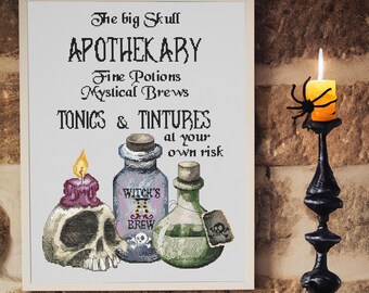 Cross Stitch Halloween Witches, Cross Stitch Halloween Cauldron, Cross Stitch Wizard, Halloween pattern