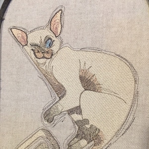 Embroidery Machine Siamese Cat, ITH Siamese Cat, Pes Siamese Cat