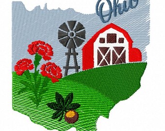Embroidery Machine Ohio Silhouette, Ohio Landmark ITH, Ohio PES
