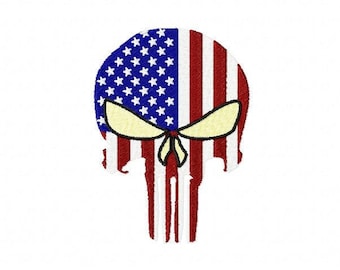 Two Embroidery Machine Skulls, ITH Skulls, PES Patriotic Skulls