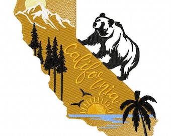 Embroidery Machine California Silhouette, California Landmark ITH, California PES