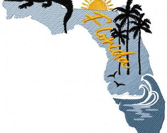 Embroidery Machine Florida Silhouette, Florida Landmark ITH, Florida PES