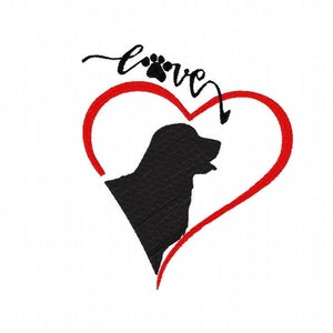 Embroidery Machine Dog Silhouette, Embroidery Golden Retriever Silhouette, Love Golden Retriever ITH