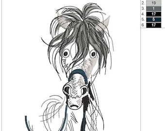 Disegno schizzo cavallo macchina ricamo, pony ITH, pony PES, schizzo pony ricamo
