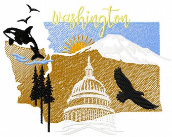 Washington Landmark Embroidery Machine Design