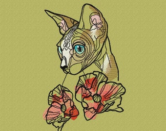Sphynx Embroidery Etsy