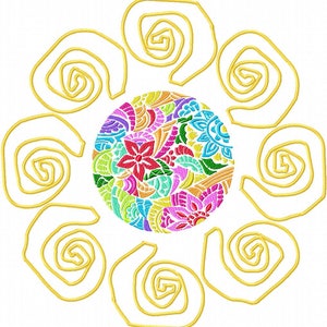 Embroidery Machine Doodle Sun Applique, ITH Sun Applique