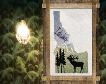 Embroidery Machine Idaho Silhouette, Idaho Landmark ITH, Idaho PES