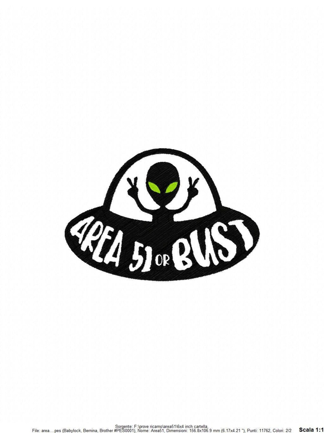 Embroidery Machine Area 51 Silhouette, Area 51 ITH, Area 51 PES ...