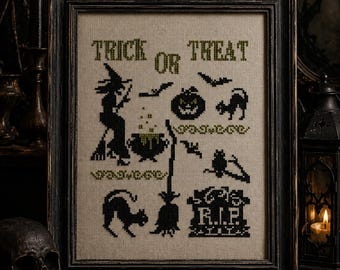 Embroidery Machine Cross Stitch Halloween, ITH Cross Stitch Cauldron, Embroidery Witch, Trick or Treat